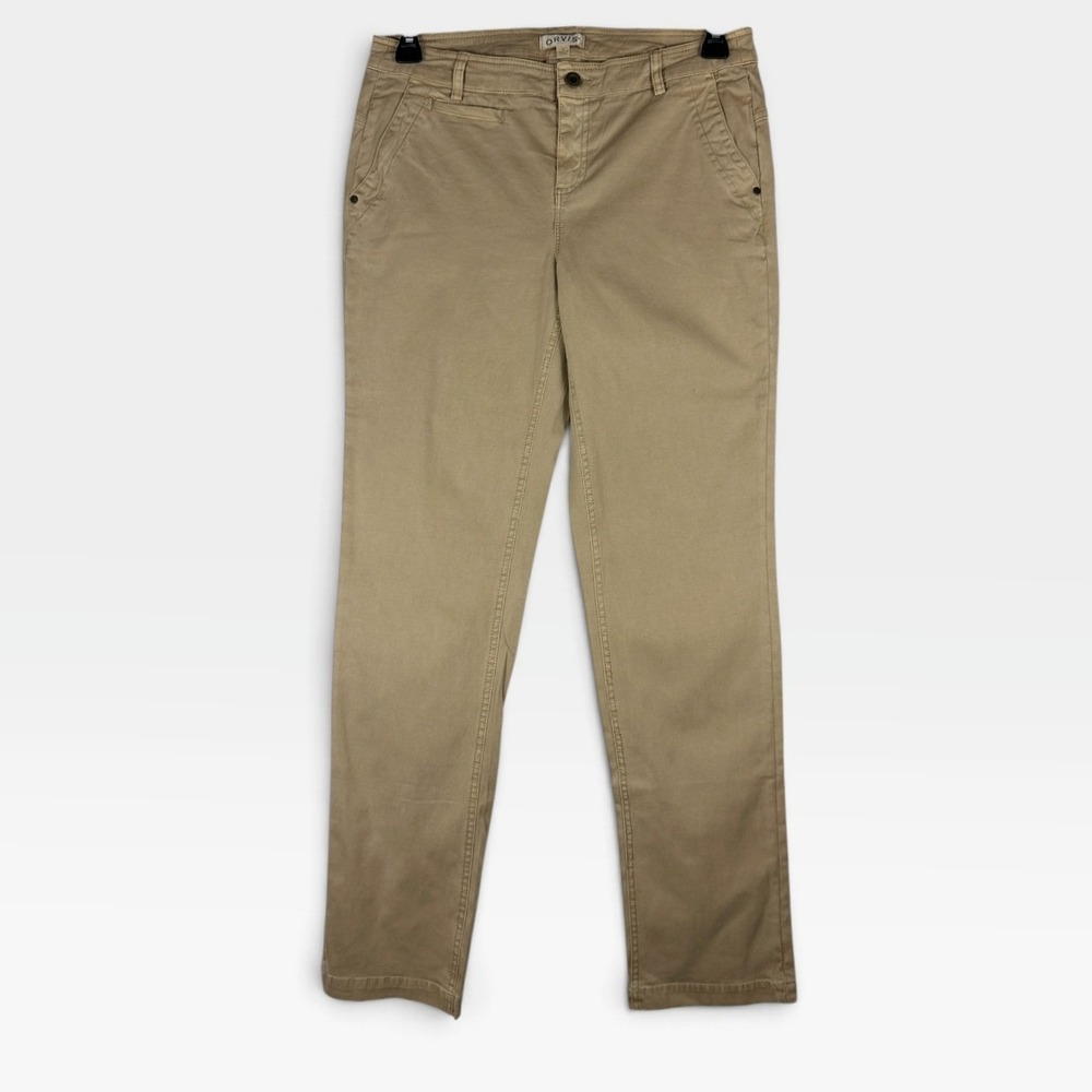 Orvis Chino Pants Straight Leg Womens 8 Khaki Tan Stretch Cotton Excellent